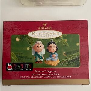 Vintage 2001 Hallmark Keepsake Peanuts Pageant Christmas Ornament Set of two